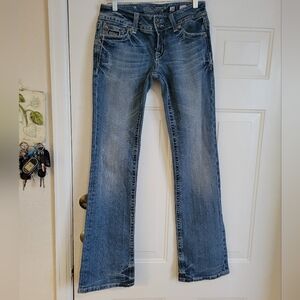 Miss Me Women's Blue Jeans Boot Cut Jp5010 Wings Back Rhinestones Vintage Y2K 28